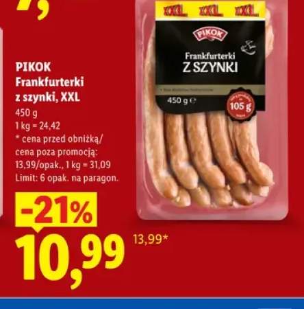 Frankfurterki z szynki XXL Pikok