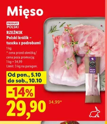Polski królik tuszka z podrobami Rzeźnik