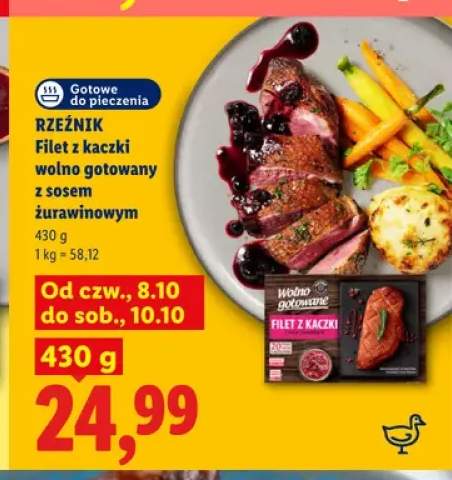 Filet z kaczki wolno gotowany z sosem żurawinowym Rzeźnik