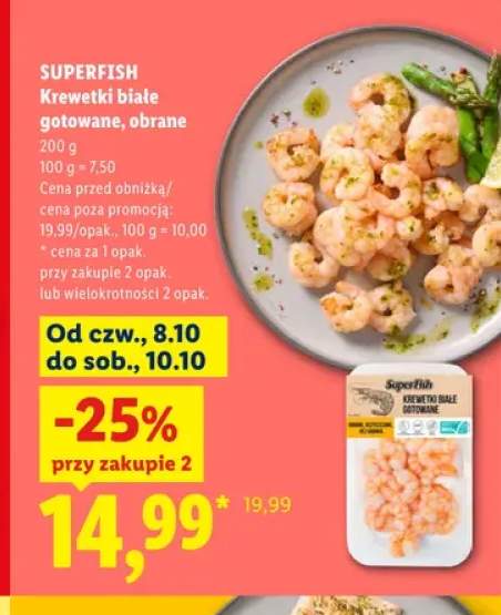 Krewetki białe gotowane obrane SuperFish