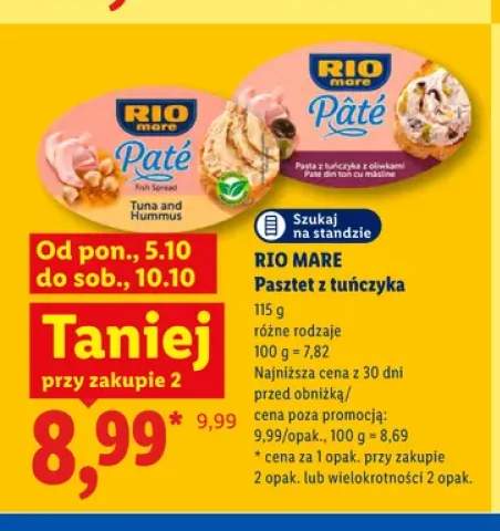 Pasztet z tuńczyka Pâté Tuna and Hummus Rio Mare +1 wariant