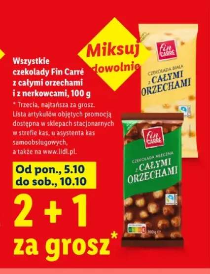 Czekolady Fin Carré z całymi orzechami i z nerkowcami +2 warianty