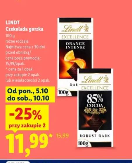 Czekolada gorzka Excellence Orange Intense Lindt +1 wariant
