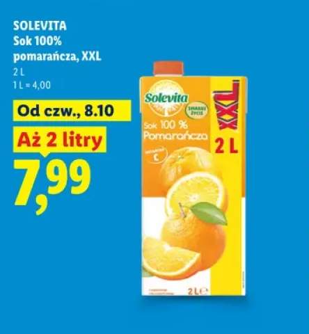 Sok pomarańcza XXL Solevita 100%