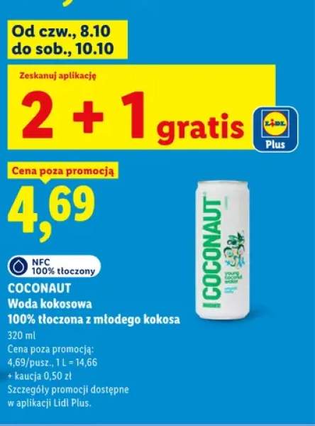 Woda kokosowa tłoczona z młodego kokosa Coconaut 100%
