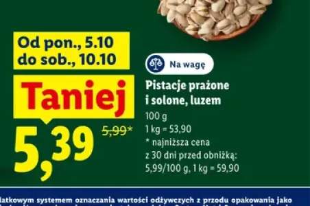 Pistacje prażone i solone luzem