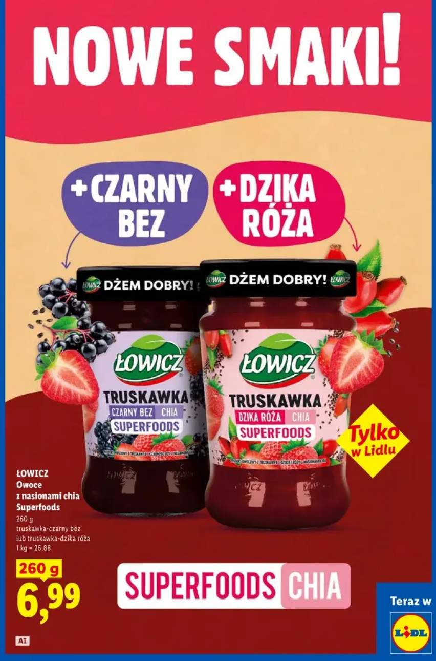 Owoce z nasionami chia Superfoods truskawka-czarny bez Łowicz +1 wariant