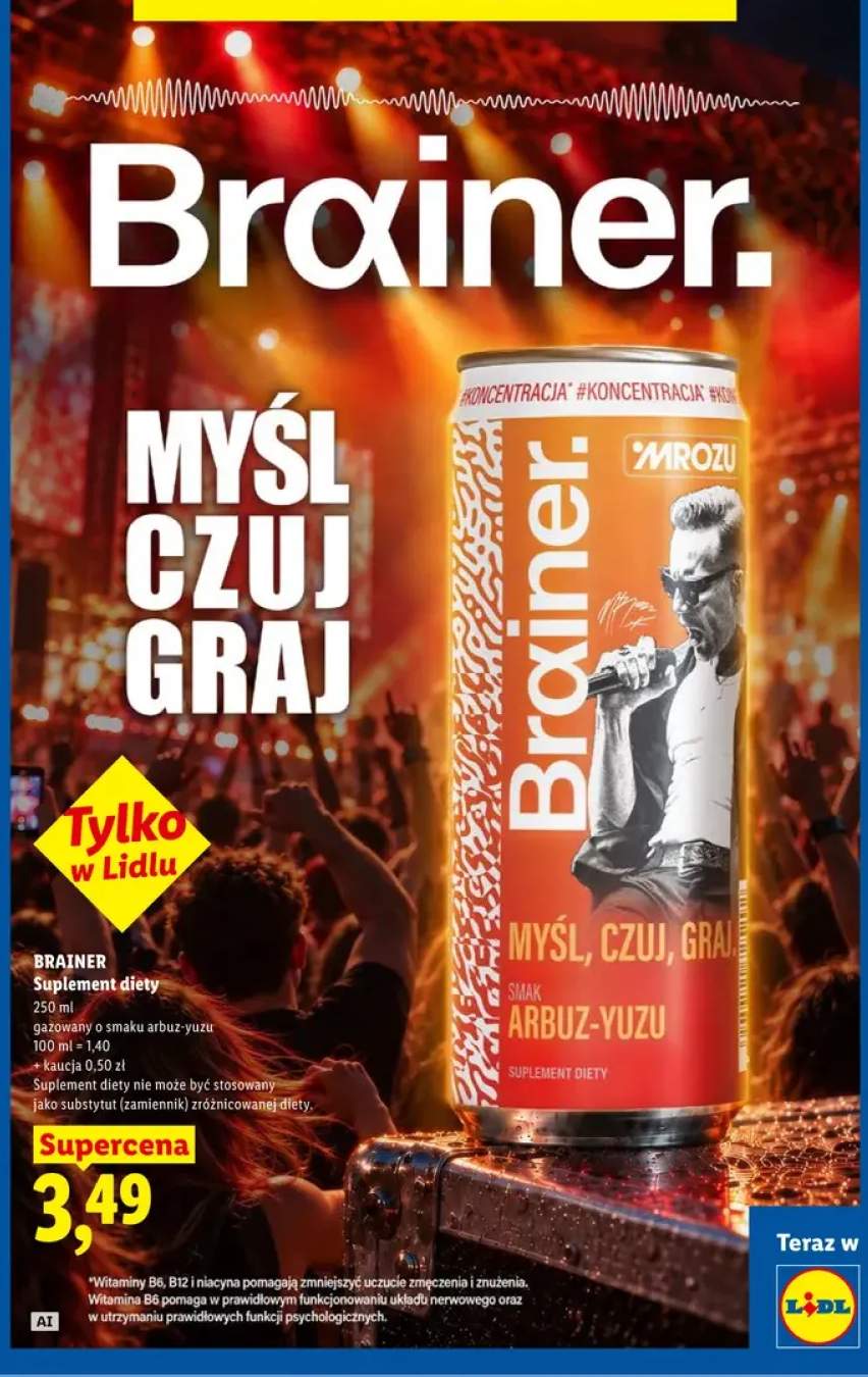 Suplement diety gazowany o smaku arbuz-yuzu Brainer
