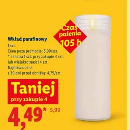 Wkład parafinowy czas palenia 105h
