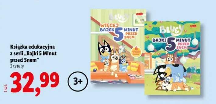 Książka edukacyjna z serii Bajki 5 Minut przed Snem Bluey +1 wariant
