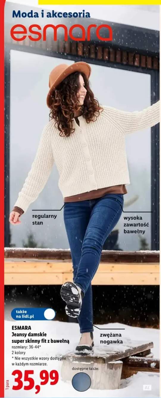 Jeansy damskie super skinny fit z bawełną Esmara