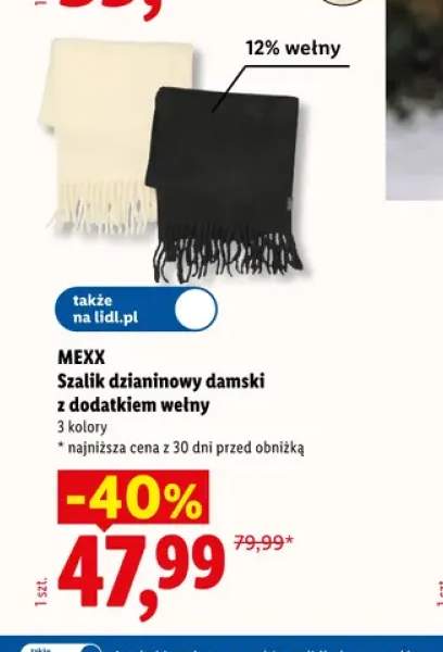 Szalik dzianinowy damski z dodatkiem wełny Mexx