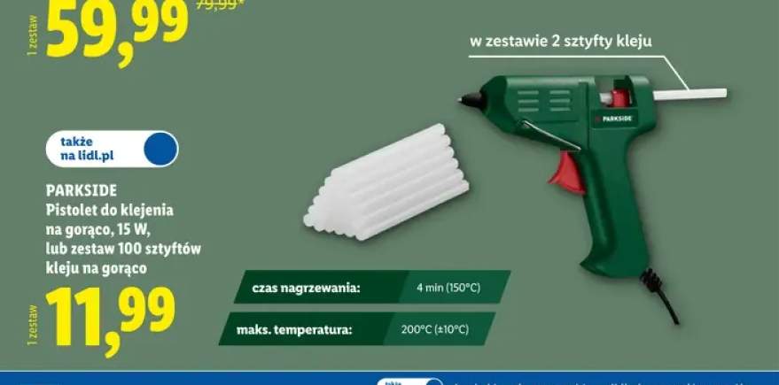 Pistolet do klejenia na gorąco Parkside +1 wariant