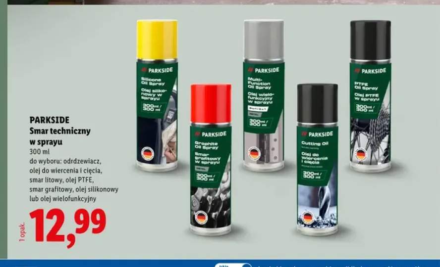 Smar techniczny w sprayu odrdzewiacz Parkside +6 wariantów