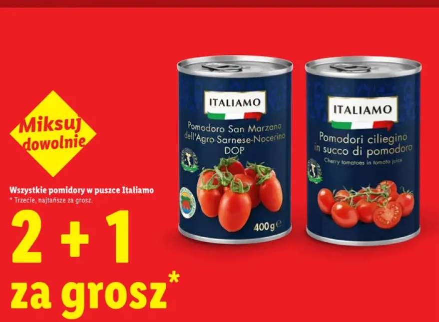 Pomidory w puszce Pomodori ciliegino in succo di pomodoro Italiamo +2 warianty