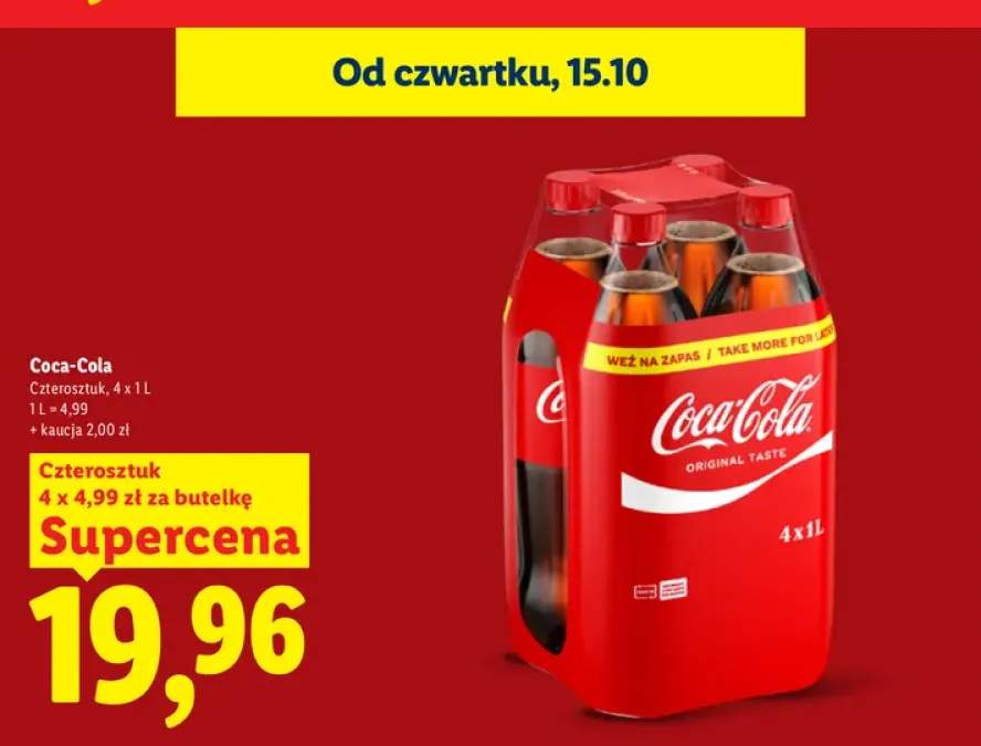 Napój gazowany Coca-Cola 4-pak 1 l