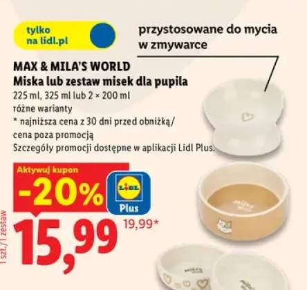Miska dla pupila 225 ml Max & Mila's World +2 warianty