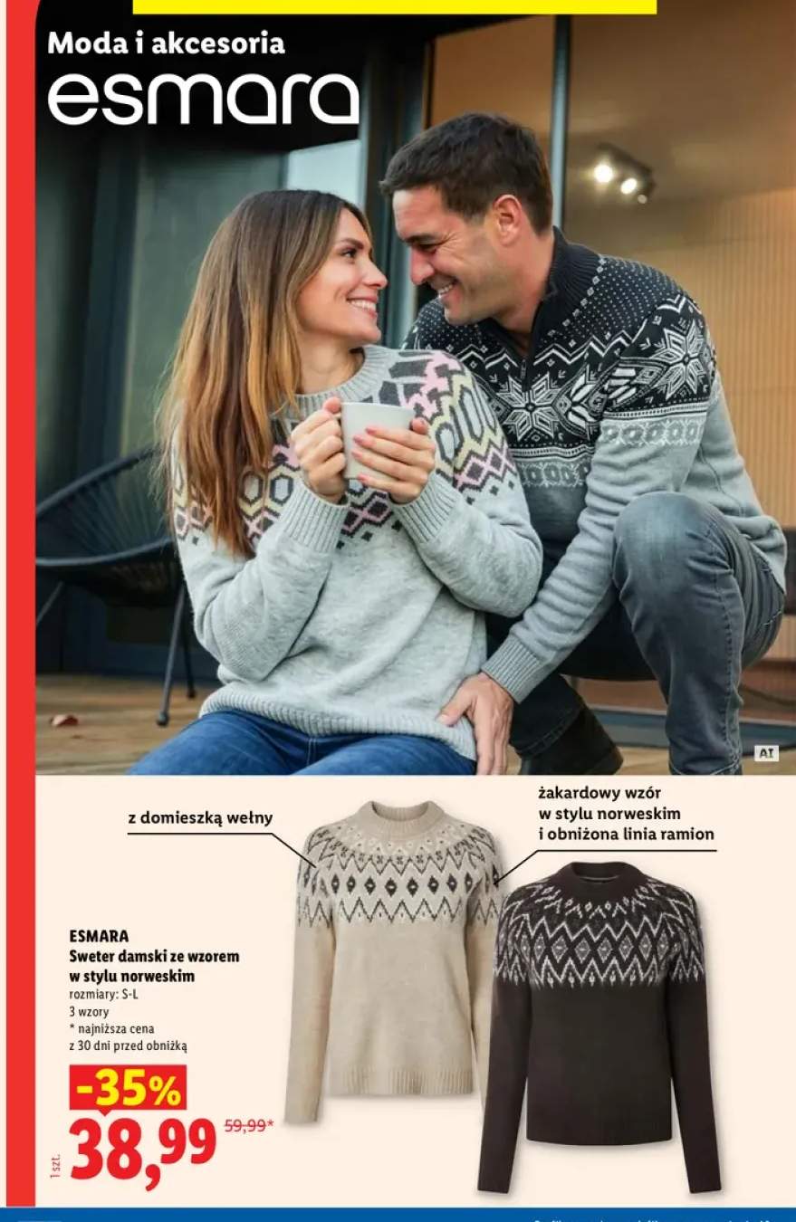 Sweter damski ze wzorem w stylu norweskim Esmara