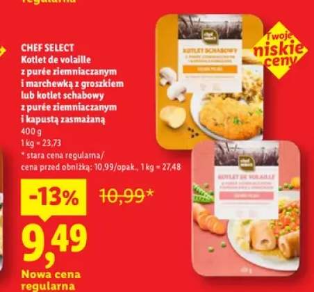 Kotlet de volaille z purée ziemniaczanym i marchewką z groszkiem Chef Select +1 wariant