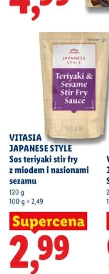 Sos teriyaki stir fry z miodem i nasionami sezamu Vitasia Japanese Style