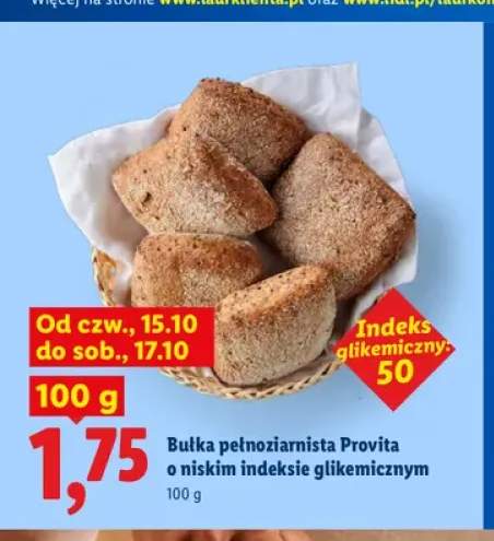 Bułka pełnoziarnista Provita o niskim indeksie glikemicznym