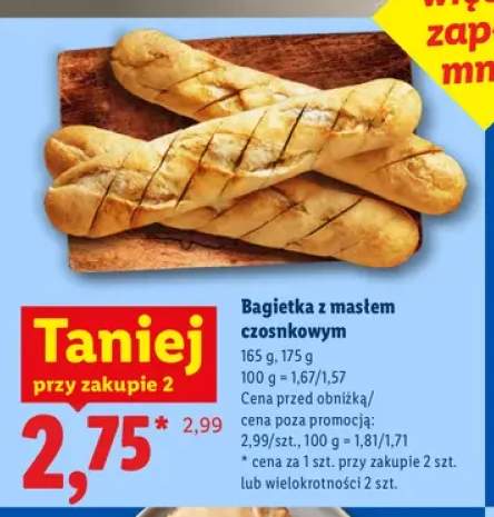 Bagietka z masłem czosnkowym 165 g +1 wariant
