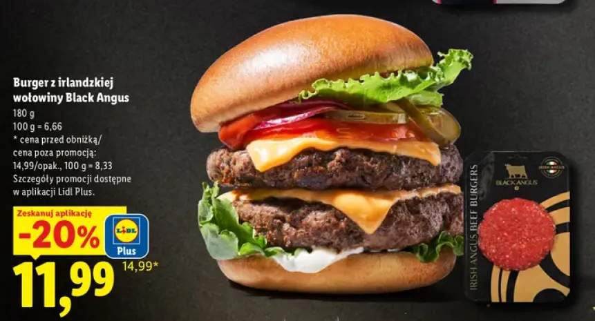 Burger z irlandzkiej wołowiny Black Angus