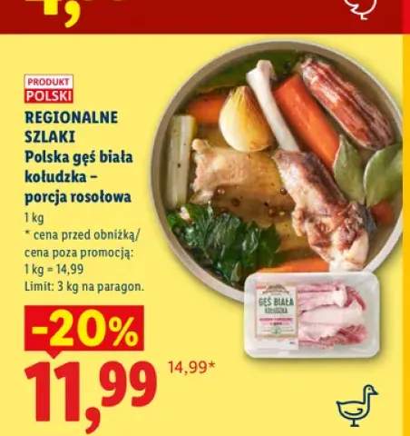 Polska gęś biała kołudzka porcja rosołowa Regionalne Szlaki