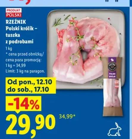 Polski królik tuszka z podrobami Rzeźnik