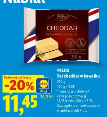 Ser cheddar w kawałku Pilos