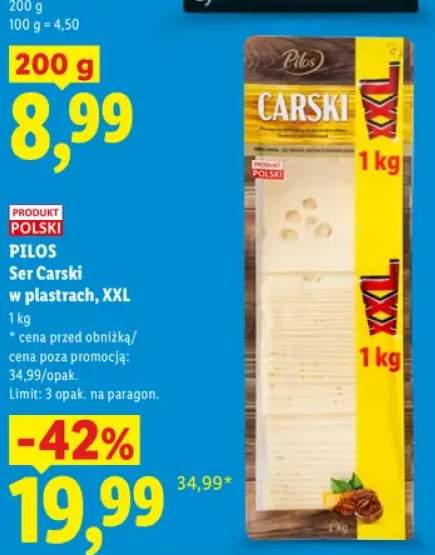 Ser Carski w plastrach XXL Pilos