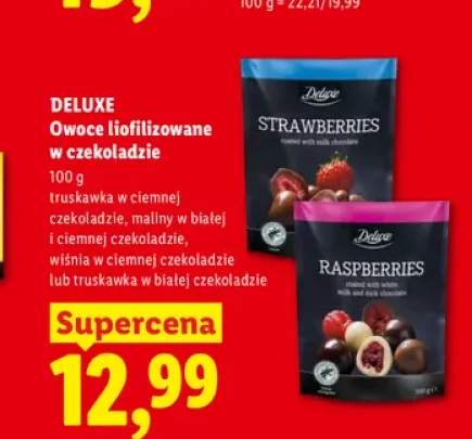 Owoce liofilizowane w czekoladzie truskawka w ciemnej czekoladzie Deluxe +3 warianty