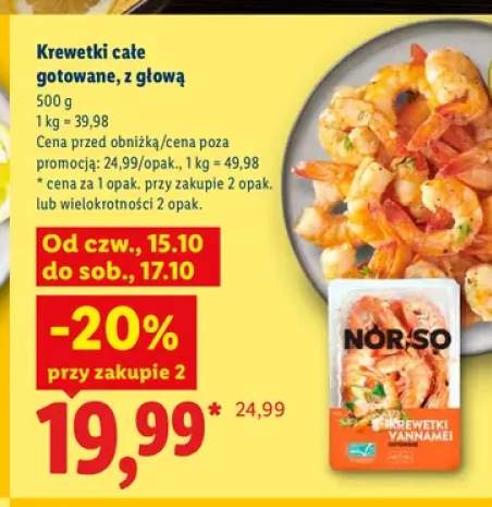 Krewetki całe gotowane z głową Nor-So