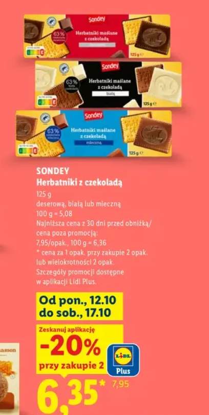 Herbatniki z czekoladą deserową Sondey +2 warianty