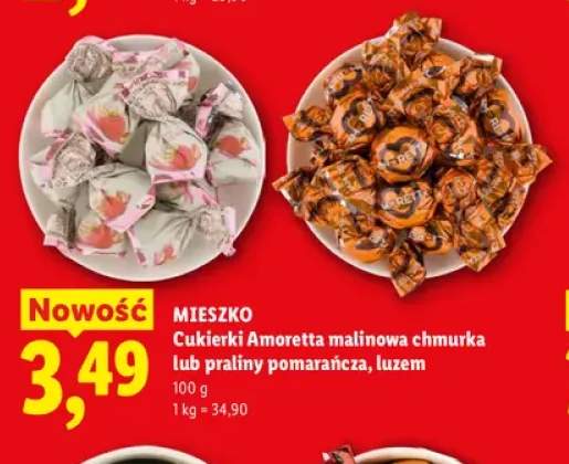 Cukierki Amoretta malinowa chmurka luzem Mieszko +1 wariant