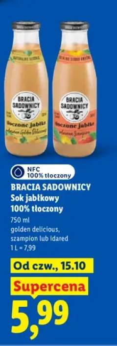 Sok jabłkowy tłoczony golden delicious Bracia Sadownicy 100% +2 warianty