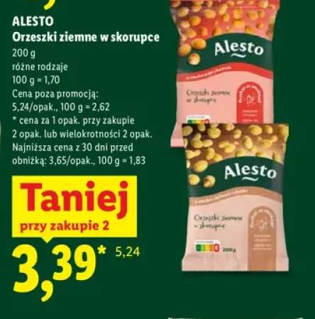 Orzeszki ziemne w skorupce o smaku paprykowym Alesto +1 wariant
