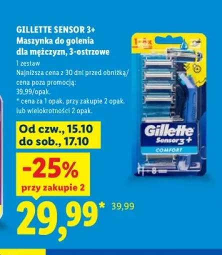 Maszynka do golenia dla mężczyzn 3-ostrzowe Gillette Sensor 3+