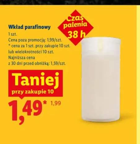 Wkład parafinowy czas palenia 38 h