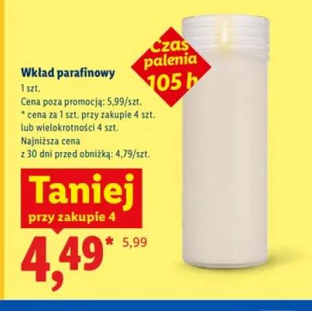 Wkład parafinowy czas palenia 105 h