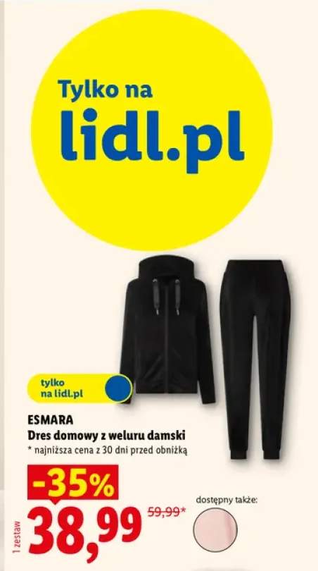 Dres domowy z weluru damski Esmara