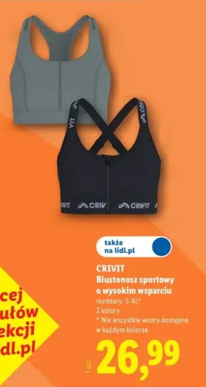 Biustonosz sportowy o wysokim wsparciu Crivit