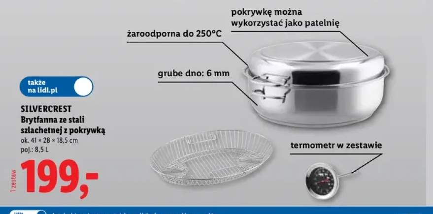 Brytfanna ze stali szlachetnej z pokrywką Silvercrest