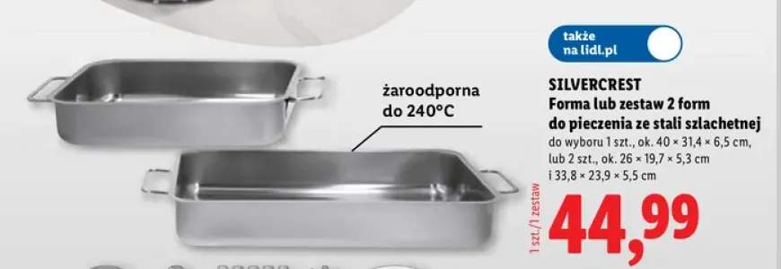 Forma do pieczenia ze stali szlachetnej 40x31,4x6,5 cm Silvercrest +1 wariant