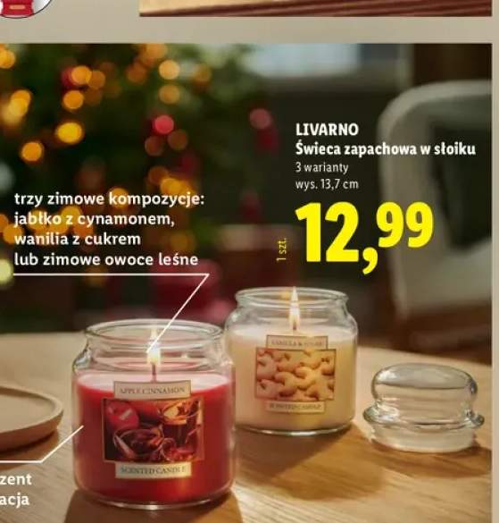 Świeca zapachowa w słoiku jabłko z cynamonem Livarno +2 warianty