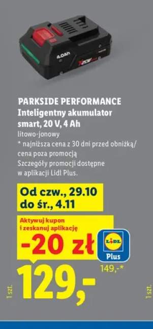 Inteligentny akumulator smart 4Ah litowo-jonowy Parkside Performance