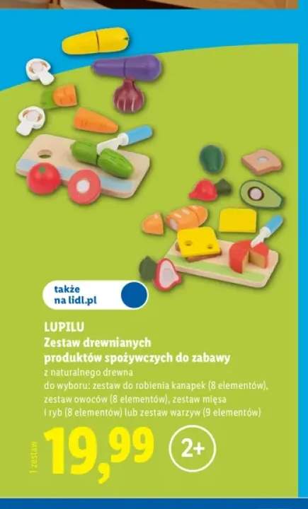 Zestaw drewnianych produktów spożywczych do zabawy zestaw do robienia kanapek Lupilu +3 warianty