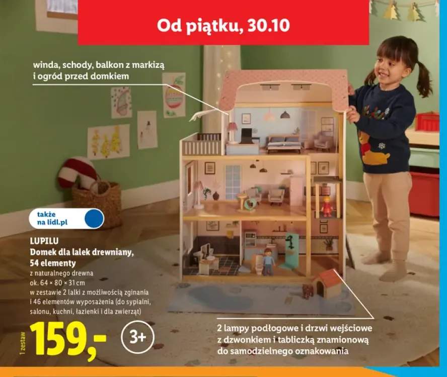 Domek dla lalek drewniany 54 elementy Lupilu