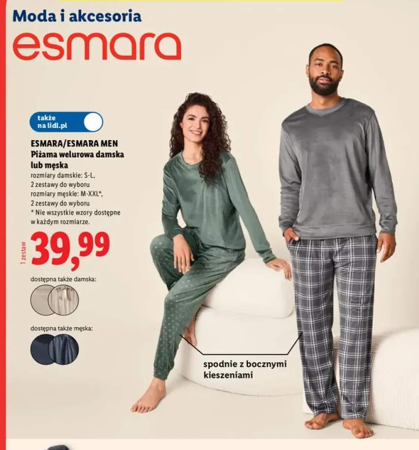 Piżama welurowa damska Esmara +1 wariant