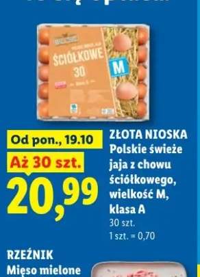 Jaja z chowu ściółkowego Złota Nioska wielkość M 30 szt